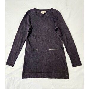 Michael Kors Sweater Dress Womens Gray M Long Sleeve Pocket Knit Pullover
